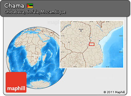 Shaded Relief Location Map of Chama