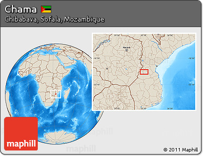 Shaded Relief Location Map of Chama