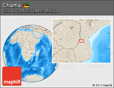 Shaded Relief Location Map of Chama