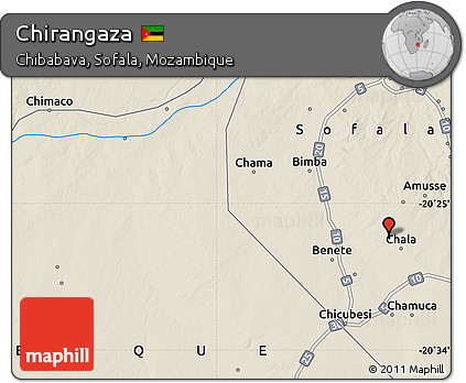 Shaded Relief Map of Chirangaza