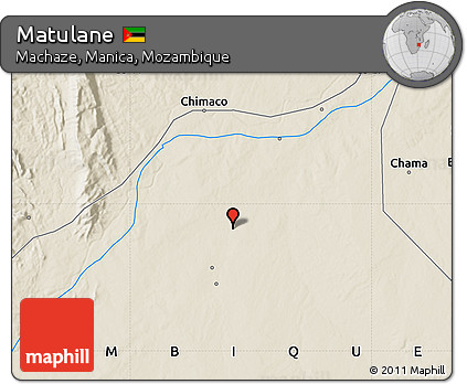 Shaded Relief Map of Matulane