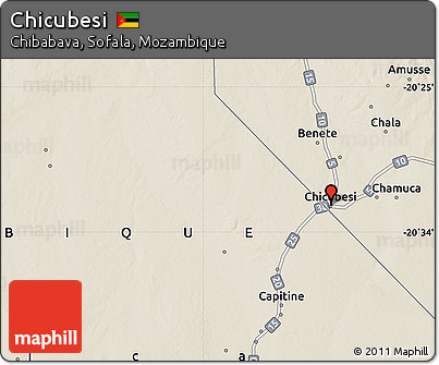 Shaded Relief Map of Chicubesi