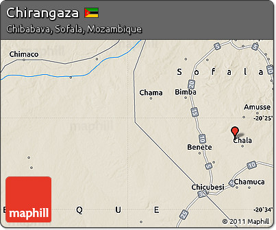 Shaded Relief Map of Chirangaza