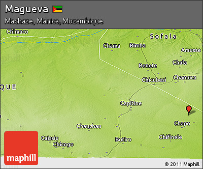 Physical Panoramic Map of Magueva