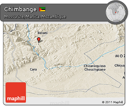 Shaded Relief Panoramic Map of Chimbange