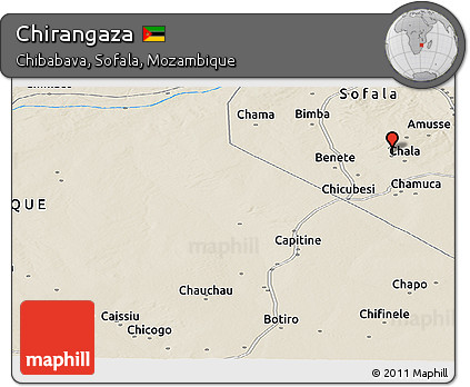 Shaded Relief Panoramic Map of Chirangaza
