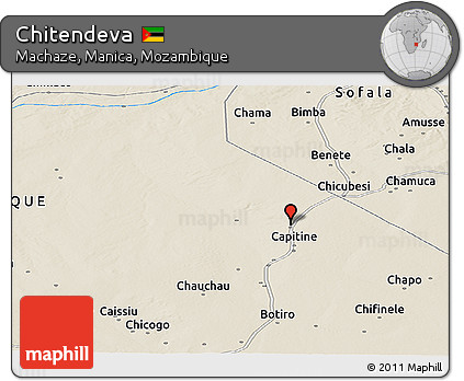 Shaded Relief Panoramic Map of Chitendeva