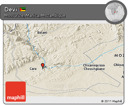 Shaded Relief Panoramic Map of Devi
