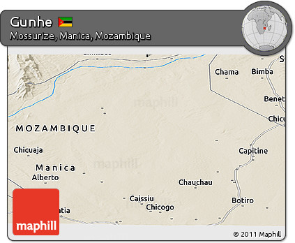 Shaded Relief Panoramic Map of Gunhe