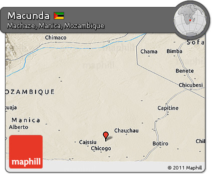 Shaded Relief Panoramic Map of Macunda