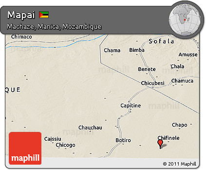 Shaded Relief Panoramic Map of Mapai