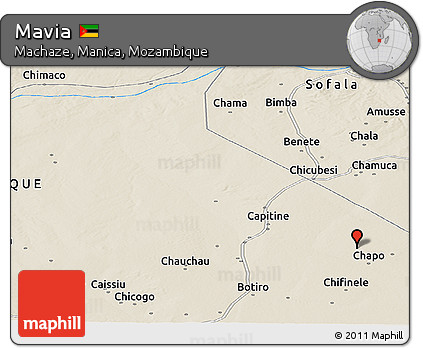 Shaded Relief Panoramic Map of Mavia