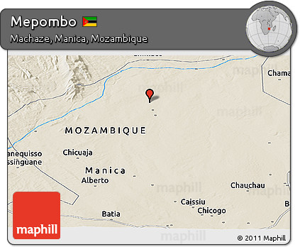 Shaded Relief Panoramic Map of Mepombo