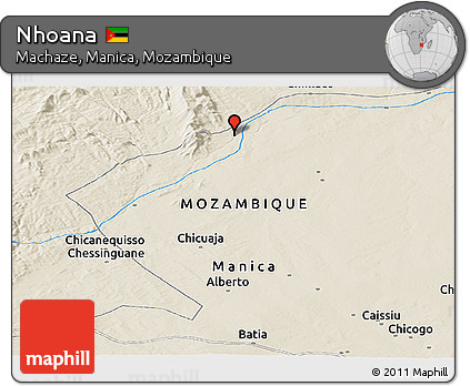 Shaded Relief Panoramic Map of Nhoana