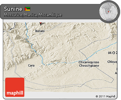 Shaded Relief Panoramic Map of Sunine