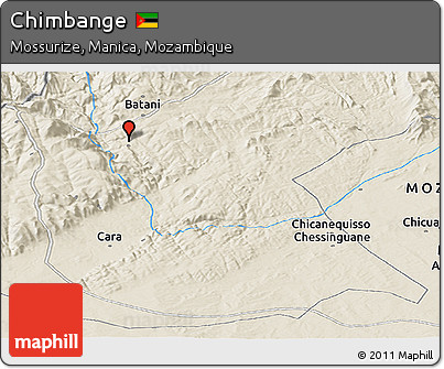 Shaded Relief Panoramic Map of Chimbange