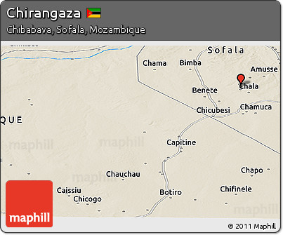 Shaded Relief Panoramic Map of Chirangaza