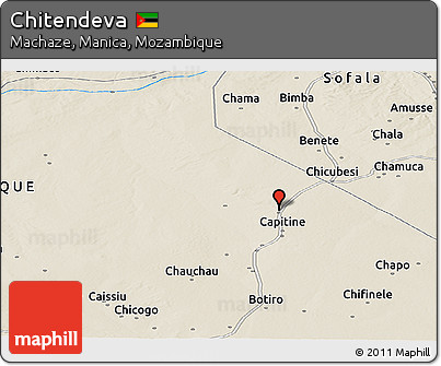 Shaded Relief Panoramic Map of Chitendeva