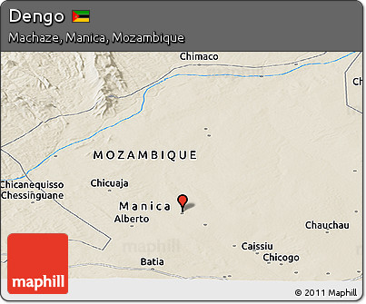 Shaded Relief Panoramic Map of Dengo