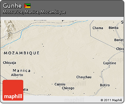 Shaded Relief Panoramic Map of Gunhe