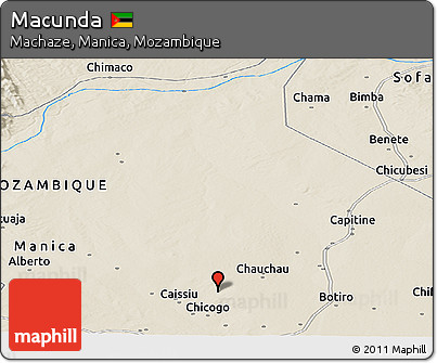 Shaded Relief Panoramic Map of Macunda