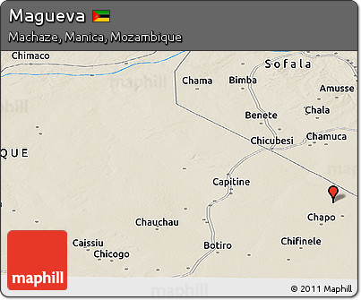 Shaded Relief Panoramic Map of Magueva