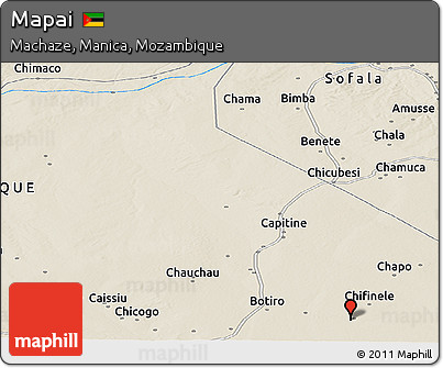 Shaded Relief Panoramic Map of Mapai