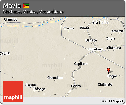 Shaded Relief Panoramic Map of Mavia