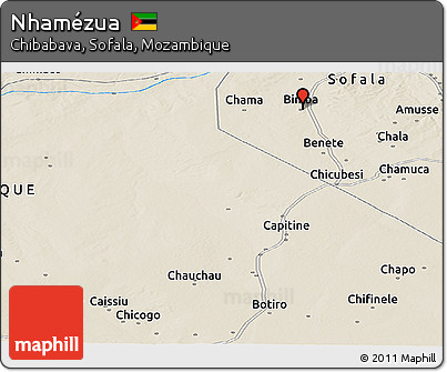 Shaded Relief Panoramic Map of Nhamézua