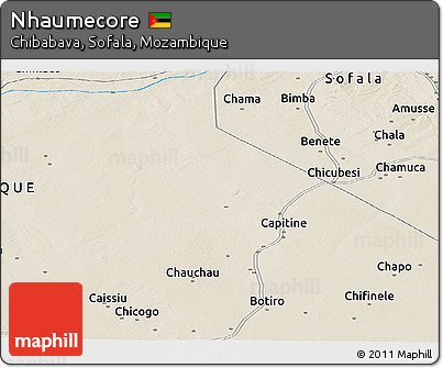 Shaded Relief Panoramic Map of Nhaumecore