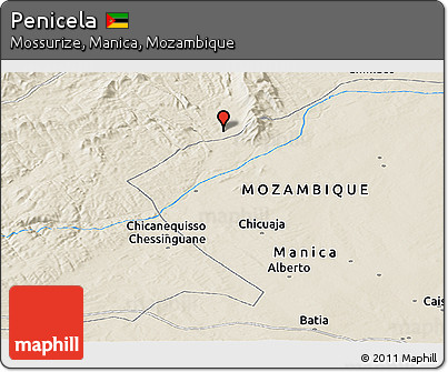 Shaded Relief Panoramic Map of Penicela