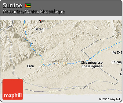 Shaded Relief Panoramic Map of Sunine