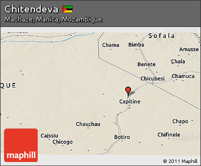 Shaded Relief Panoramic Map of Chitendeva