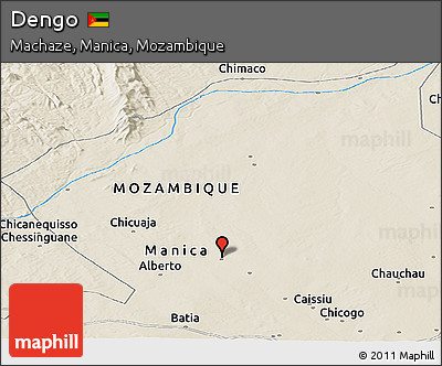 Shaded Relief Panoramic Map of Dengo