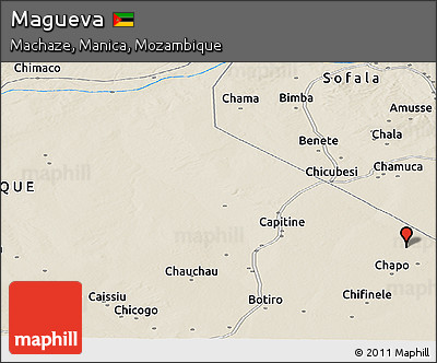 Shaded Relief Panoramic Map of Magueva