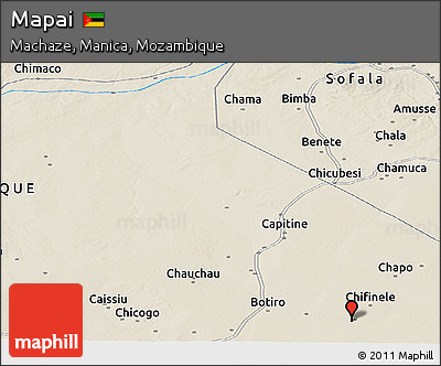 Shaded Relief Panoramic Map of Mapai