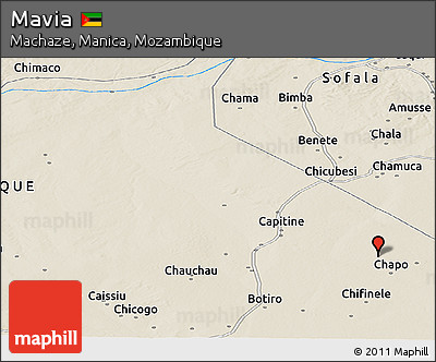 Shaded Relief Panoramic Map of Mavia