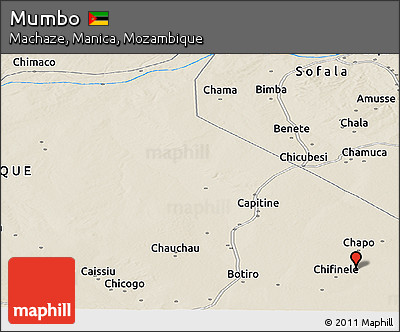 Shaded Relief Panoramic Map of Mumbo