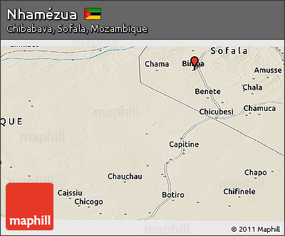 Shaded Relief Panoramic Map of Nhamézua
