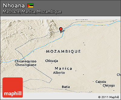 Shaded Relief Panoramic Map of Nhoana