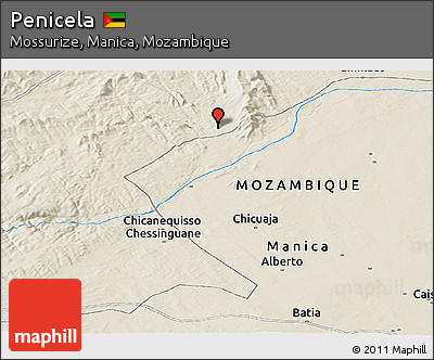 Shaded Relief Panoramic Map of Penicela