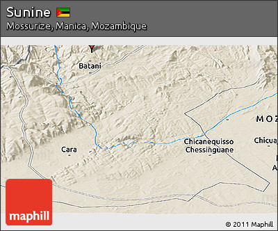 Shaded Relief Panoramic Map of Sunine