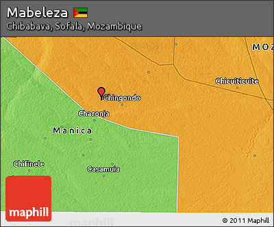 Political 3D Map of Mabeleza