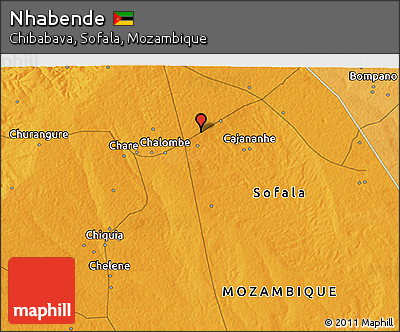 Political 3D Map of Nhabende