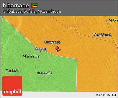 Political 3D Map of Nhamane