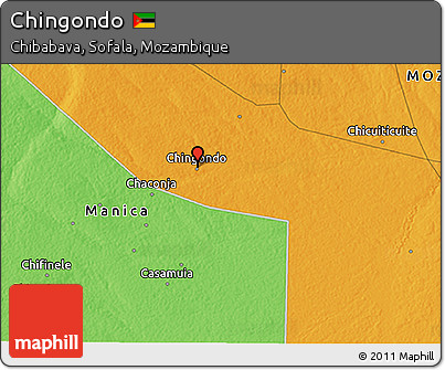 Political 3D Map of Chingondo