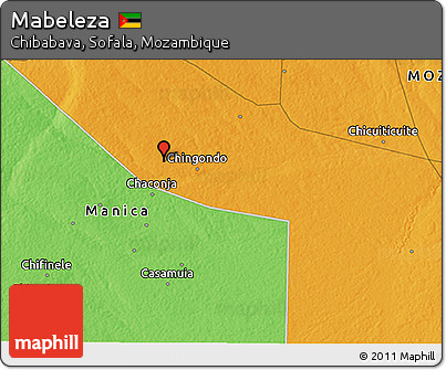 Political 3D Map of Mabeleza