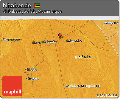 Political 3D Map of Nhabende