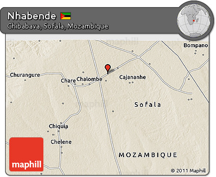 Shaded Relief 3D Map of Nhabende