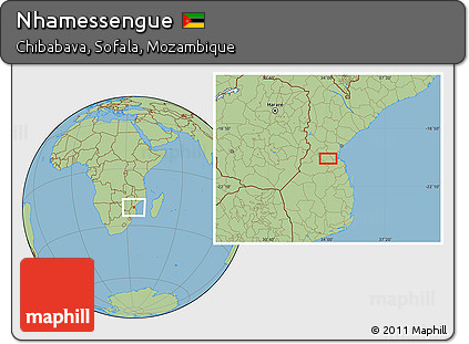 Savanna Style Location Map of Nhamessengue